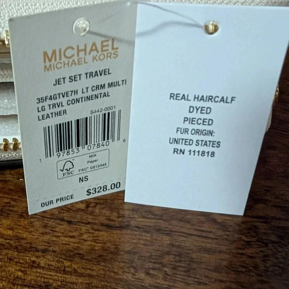 NWT Michael Kors Women Lady Long Continental Card Phone Holder Wallet Lt Cream - Picture 7 of 9